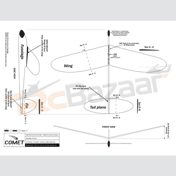 to fly balsa glider, all parts are precision cut from hard grade balsa